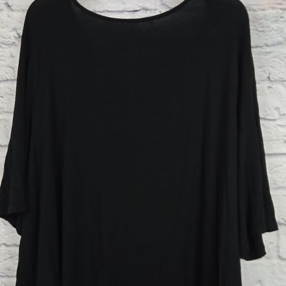 Women's 4XL Black Floral Cross Knit Tee Lightweight Casual Top Easter Spring - Picture 5 of 8